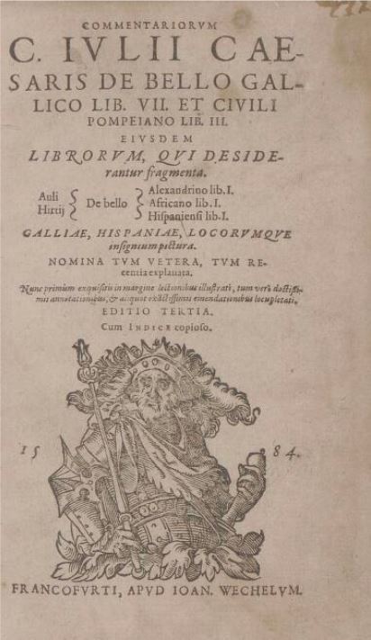 FOTO: Obálka z diela Commentariorvm C. Ivlii caesaris de bello Gallico lib. VII. et civili, ktoré napísal Gaia Július Caesar. Píše v ňom o svojej vojne proti Gnaeovi Pompeiovi a rímskemu senátu.