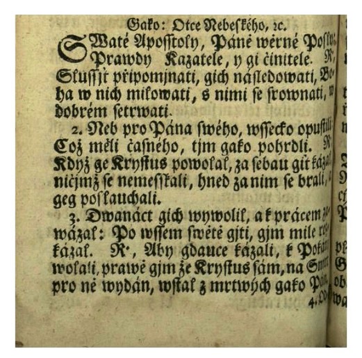 FOTO: Pieseň o skutkoch apoštolských vo vydaní evanjelického spevníka Cithara sanctorum z roku 1728.
