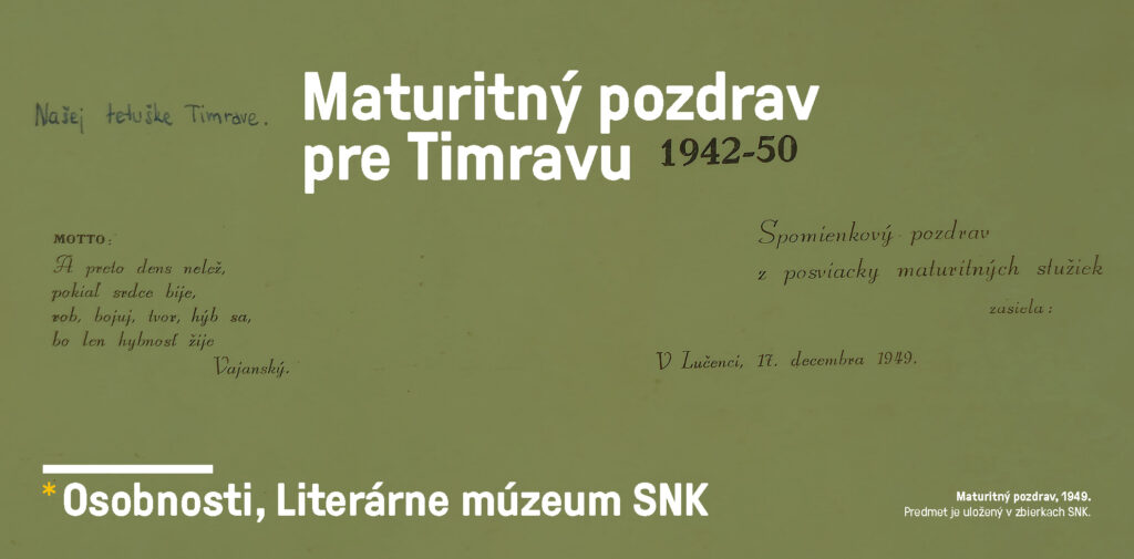 ilustračná fotografia Maturitný pozdrav pre Timravu